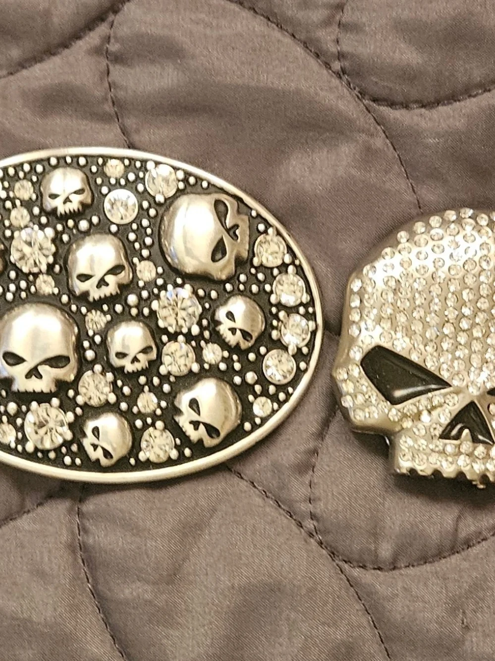 Harley-Davidson Silver and Black Skull Belt Buckle Set